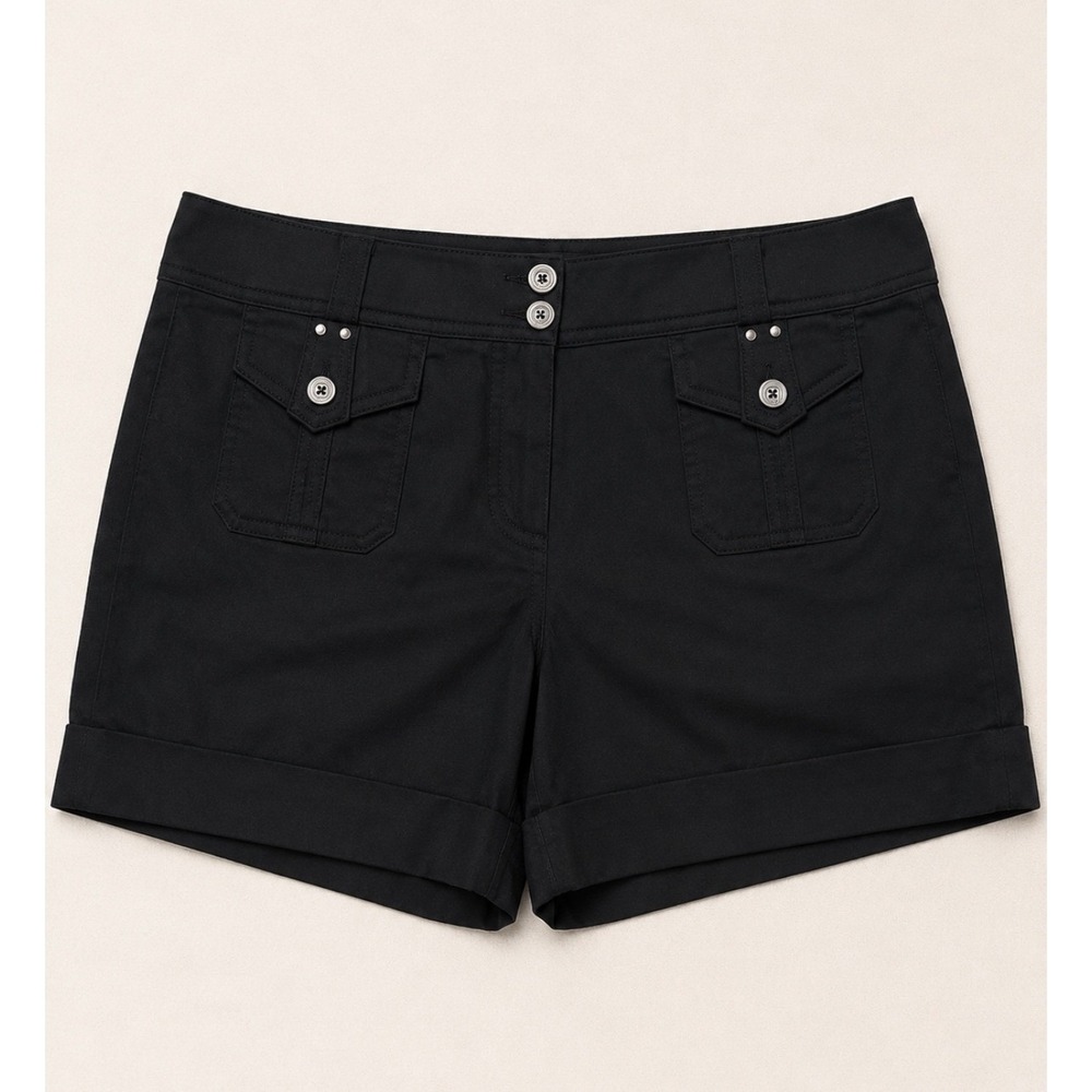 White House Black Market Black Utility Cuffed Shorts Size 12 Cargo Pockets
